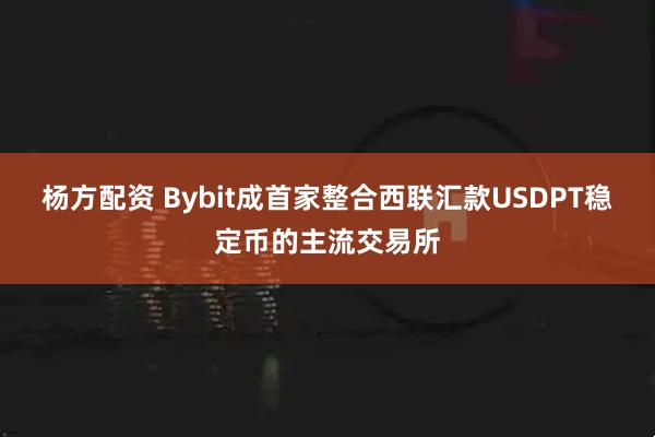 杨方配资 Bybit成首家整合西联汇款USDPT稳定币的主流交易所